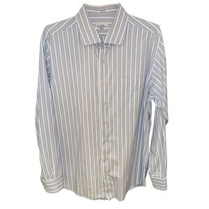 Men's Bespoke Button-Up Dress Shirt - Blue Pattern Worn One Time! Sz. XL